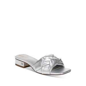 NWT SAM EDELMAN Womens Silver Dawson Slip On Leather Slide Sandals 9.5 M